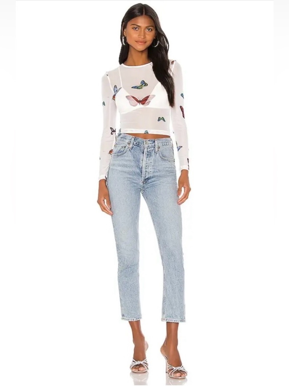SUPERDOWN REVOLVE Ari Butterfly Mesh Top NWT Size XS